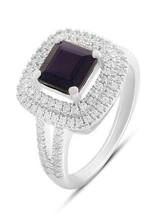 Серебряное кольцо komilfo с натуральным сапфиром 3.256ct, фианитами, вес изделия 4,46 гр (2202592) 18 размер