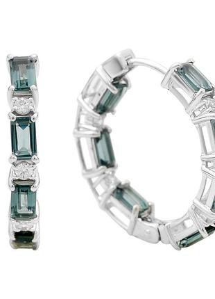 Серебряные серьги komilfo с топазом лондон блю 3.98ct, фианитами (2204534)