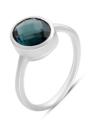 Серебряное кольцо komilfo с топазом лондон блю 2.213ct, вес изделия 3,39 гр (2204961) 17.5 размер