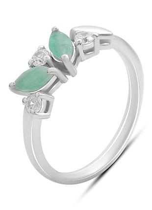 Серебряное кольцо komilfo с натуральным изумрудом 0.8ct, вес изделия 2,15 гр (2206286) 17 размер