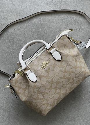 Сумка coach georgia satchel bag біло-бежевий