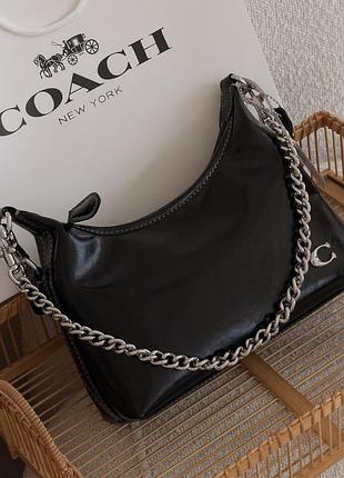 Сумка coach juliet shoulder classic bag 25 чорний + срібло