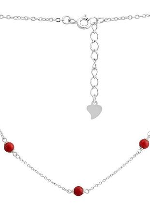 Серебряное колье komilfo с кораллом, вес изделия 3,63 гр (2145615) 450500 размер