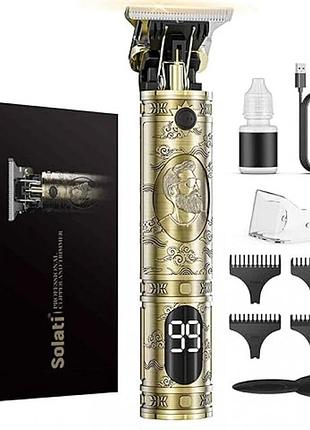 Машинка для стрижки solati jy-d001 gold беспроводной триммер с lcd дисплеем