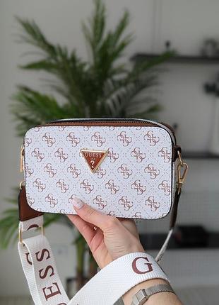 Сумочка guess кросс-боді білий+коричневий