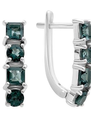 Серебряные серьги komilfo с топазом лондон блю 1.985ct (2204626)