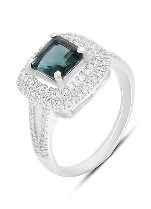 Серебряное кольцо komilfo с топазом лондон блю 2.513ct, фианитами, вес изделия 4,61 гр (2204619) 19 размер