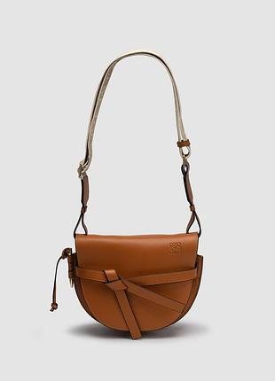 💎 loewe gate small leather and jacquard shoulder bag brown