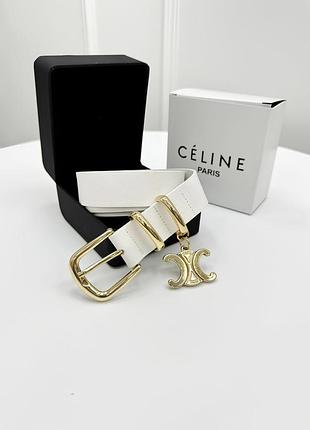Ремінь жіночий celine logo білий
