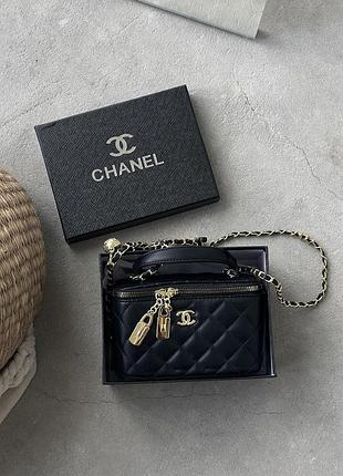 Сумка chanel classic black lambskin чорний