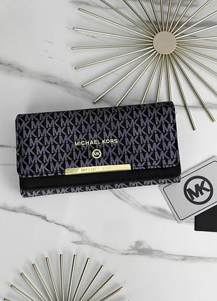 Женский кошелек michael kors большой двойной черный