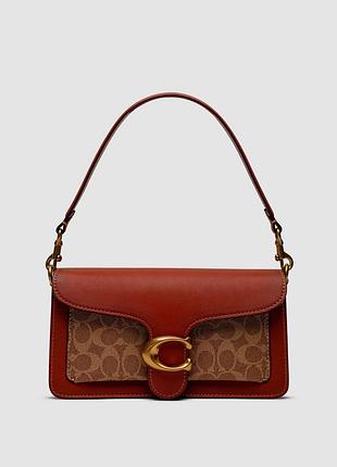 💎 coach tabby red/beige shoulder bag in signature canvas