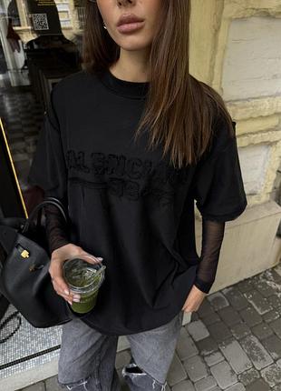 Balenciaga t-shirt with logo embroidery black