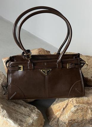 Сумка prada bonnie medium leather handbag коричневый