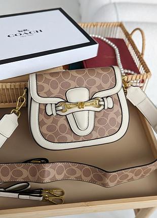 Сумка coach крос боді моногам білий