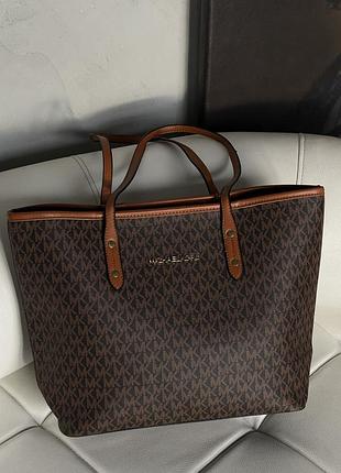 Сумка michael kors шопер коричневий +коричневі ручки