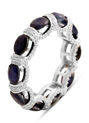 Срібне кільце komilfo з натуральним сапфіром 7.976ct, фіанітами, вага виробу 5,61 г (2202684) 18 розмір 5.56, 17.5