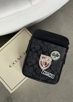 Сумка чоловіча coach sullivan crossbody with patches чорний