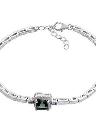 Серебряный браслет komilfo с натуральным топазом лондон блю 1.2ct, топазом, вес изделия 7,9 гр (2205562) 1720 размер