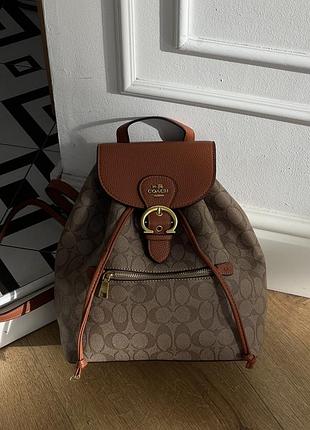 Рюкзак женский coach kleo backpack коричнево-рыжий