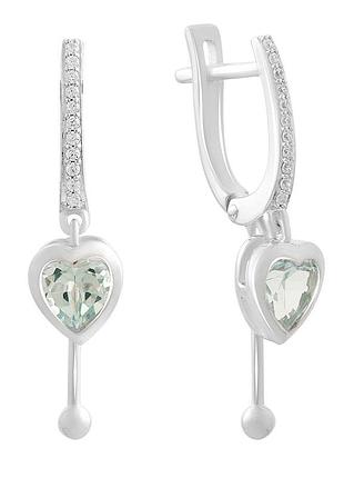 Серебряные серьги komilfo с натуральным топазом 2.15ct, фианитами (2207078)