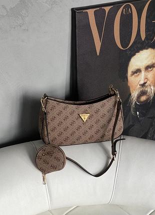 Сумка жіноча guess noelle багет 2 в 1 бежевий