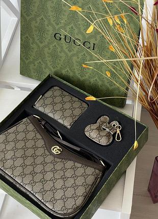 Подарунковий набір gucci ophidia - 3 предмети коричневий