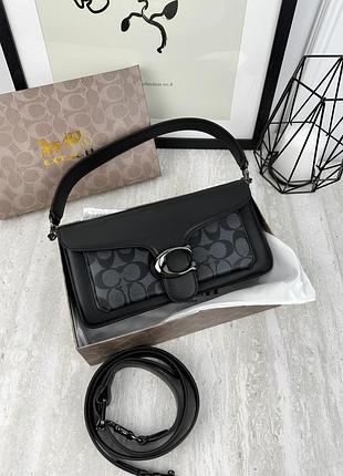 Сумка coach tabby black чорно-сірий гладкий
