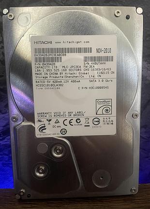 Жорсткий диск hdd hitachi 1tb 3.5″ sata iii 5700 об/хв 8mb б/в для комп’ютера та відеореєстратора