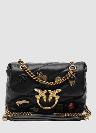 💎 pinko black quilted leather love mini puff pins