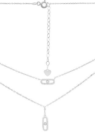 Серебряное колье komilfo с фианитами, вес изделия 3,87 гр (2208716) 450500 размер