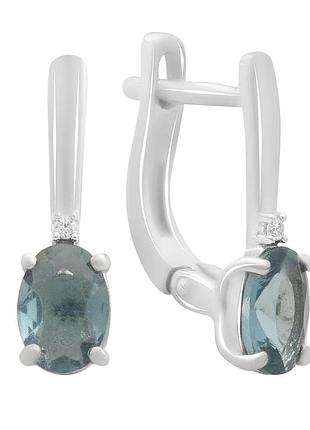 Серебряные серьги komilfo с топазом лондон блю 1.13ct (2188636)