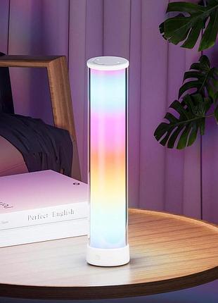 Аккумуляторная rgb настольная лампа 1500 лм с wi-fi, bluetooth, пультом, управлением через приложение, синхронизацией музыки, бела