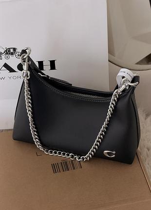 Сумка coach juliet shoulder classic bag 25 чорний матовий + срібло