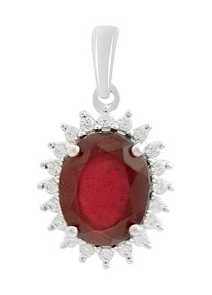 Серебряная подвеска komilfo с рубином 3.92ct, фианитами (2205326)