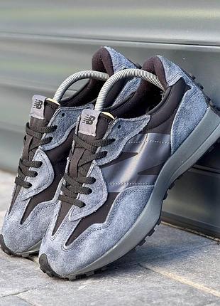Мужские серые кроссовки new balance 327 grey black х нью беланс 45