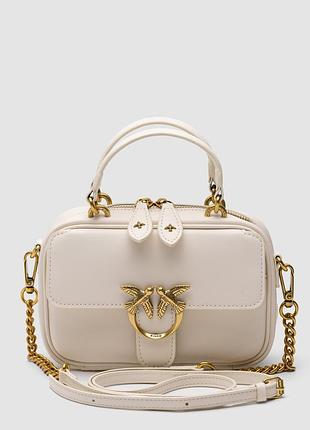 💎 pinko square simply mini calfskin bag cream
