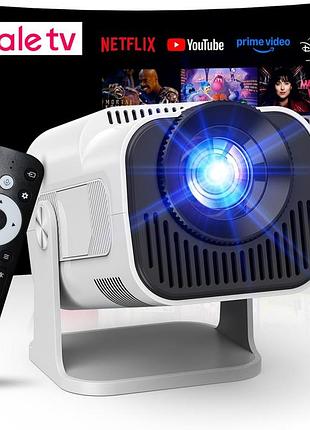 Проектор 4k wi-fi bluetooth портативний міні-проектор native 1080p smart tv, netflix, youtube, prime video, disney+, білий