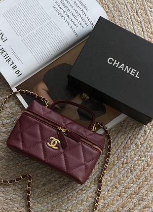 Сумка chanel vanity with chain бордовый