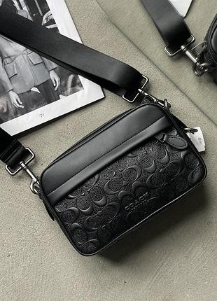 Сумка чоловіча coach graham crossbody чорний стеганий