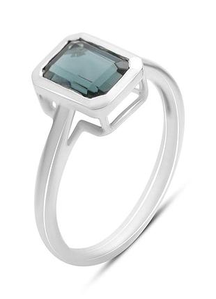Серебряное кольцо komilfo с топазом лондон блю 1.318ct, вес изделия 2,31 гр (2204763) 18 размер
