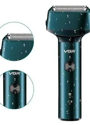 Электробритва аккумуляторная vgr v370 беспроводная сеточная с 3 головками для бритья