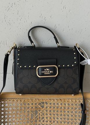 Сумка coach morgan top handle satchel premium шоколадный
