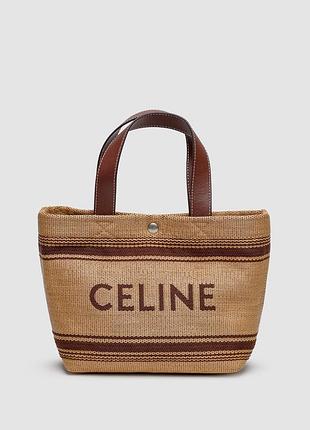 💎 celine mini cabas in textile with raffia effect and calfskin
