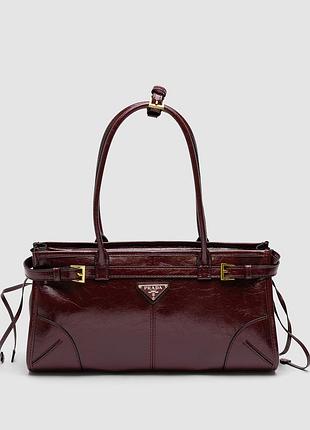 💎 prada medium leather handbag burgundy