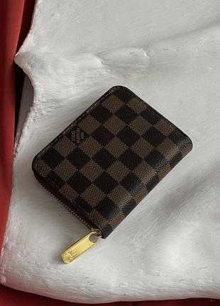 Кошелек lv мини коричневый клетка