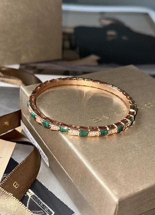 👑 bvlgari serpenti viper bracelet 18k rose gold with malachite/diamonds
