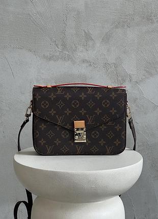 Сумка louis vuitton pochette lux medium size коричневий+беж