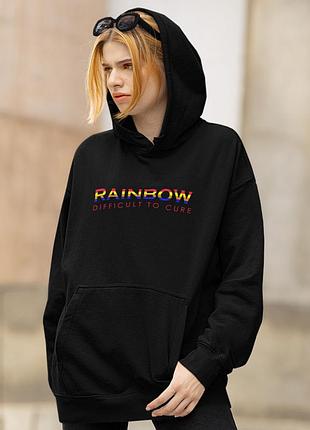 Худі loys унісекс rainbow (difficult to cure) чорний art.002 xs