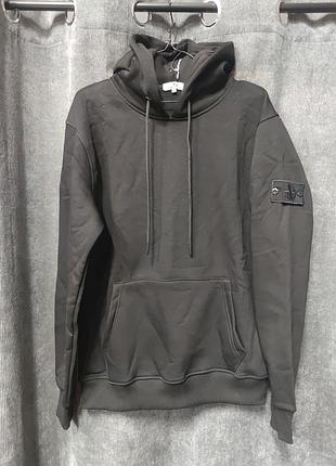 Худі stone island на флісі чорна
